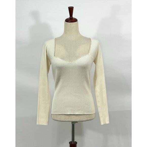 SEZANE Sz M Medium Ecru Maha Knit Top Jumper Sweater NWT - Picture 8 of 9